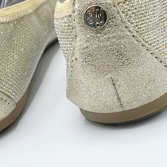 Stuart Weitzman Fannie Ballerina Platinum Noir gold sparkle flats - Women’s 5 - Picture 5 of 11